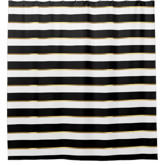 Eleganter Streifen schwarz-weiß Duschvorhang (Vorderseite)