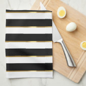 Eleganter Streifen schwarz-weiß Geschirrtuch (Viertel Falte)