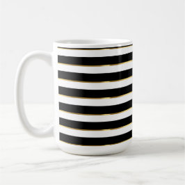Eleganter Streifen schwarz-weiß Kaffeetasse