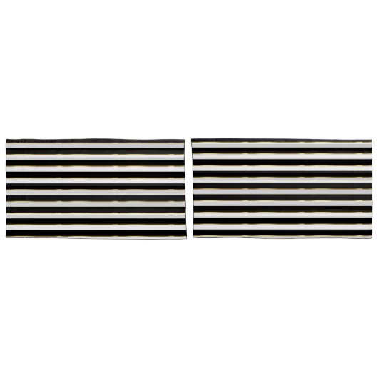 Eleganter Streifen schwarz-weiß Kissenbezug (Rückseite-Set)