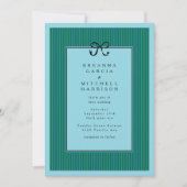 Eleganter Streifen schwarze Grenze mit Bow-Hochzei Einladung (Vorderseite)