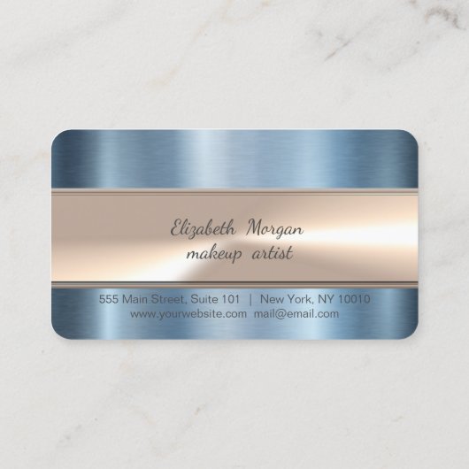 Eleganter Streifen Whisk Bäckerei Blue Metallic Treuekarte (Rückseite)