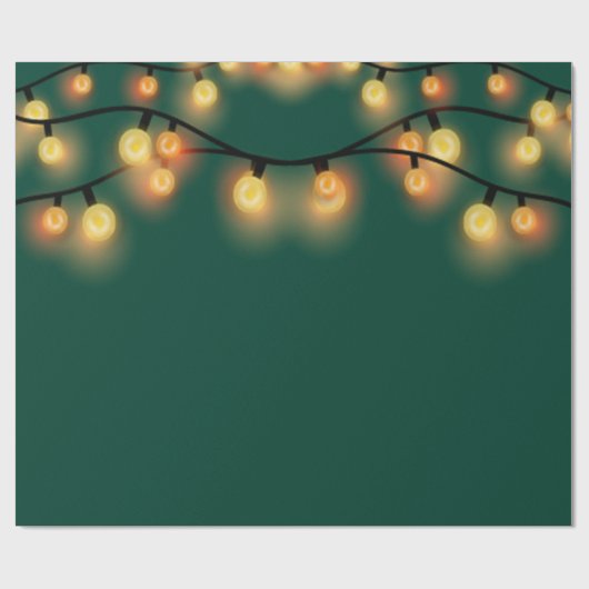 Eleganter String Lights Grüner Urlaub Geschenkpapier (Flach)