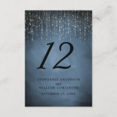 Eleganter String Lights Navy Blue Wedding Table No Begleitkarte (Rückseite)