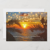 Eleganter String Lights Sommer Sunset Wedding Beac Save The Date (Rückseite)