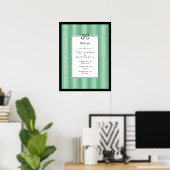 Eleganter Stripe Black Border Bow Wedding Willkomm Poster (Heimbüro)