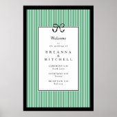 Eleganter Stripe Black Border Bow Wedding Willkomm Poster (Vorne)