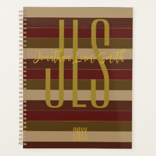 ELEGANTER STRIPE GOLD, BROWN, MAROON LINES MONOGRA PLANER