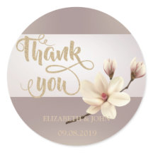 Eleganter Stripe Magnolia You Wedding Sticker