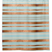 Eleganter Stripe Robin Egg Blue Copper Duschvorhang (Vorderseite)
