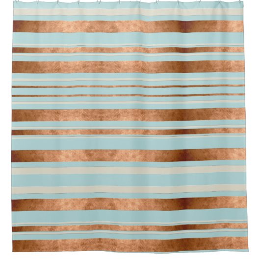 Eleganter Stripe Robin Egg Blue Copper Duschvorhang (Vorderseite)