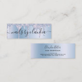 Eleganter, stylischer blauer Glitzer-Tropfen Mini Visitenkarte (Vorne/Hinten)