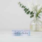 Eleganter, stylischer blauer Glitzer-Tropfen Mini Visitenkarte (Stehend Vorderseite)