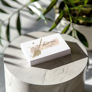 Eleganter Stylischer Farbstrich Gold Glitter Besen Visitenkarte