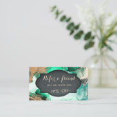 Eleganter, stylischer grüner Goldmarmor Empfehlungskarte (Stehend Vorderseite)