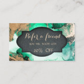 Eleganter, stylischer grüner Goldmarmor Empfehlungskarte (Vorderseite)