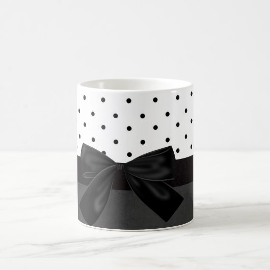 Eleganter, stylischer Schwarz-Weiß-Polka-Dots-Schw Kaffeetasse (Mittel)