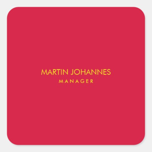 Eleganter stylish Cherry Red Gold Color Individuel Quadratischer Aufkleber (Vorderseite)