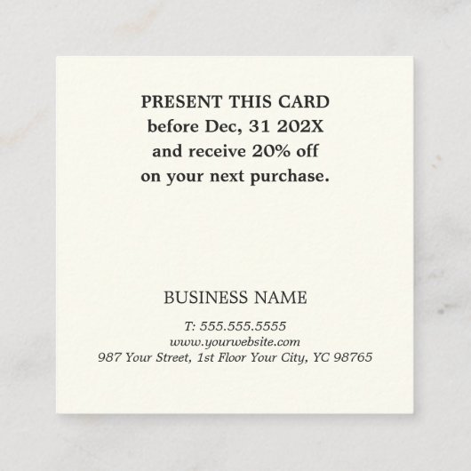 Eleganter stylish türkise Pastel Blue Coupon (Rückseite)