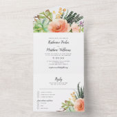 Eleganter Succulent Garden Boho Wedding All In One Einladung (Innen Boden)