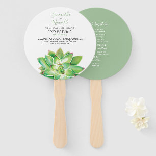 Eleganter Sukkulenten-Hochzeitsprogramm-Fächer Fächer