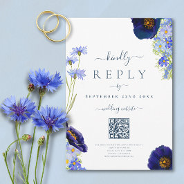 Eleganter Summer Floral Wedding Response QR Code RSVP Karte