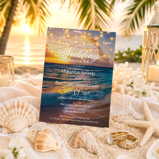 Eleganter Sunset Beach Summer Polterabend Einladung
