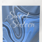 Eleganter süßer flüssiger Marmor | Agate Blue Dreifach Gefaltete Einladung (Innen Erste Seite)