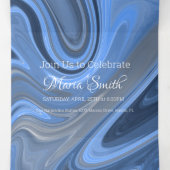 Eleganter süßer flüssiger Marmor | Agate Blue Dreifach Gefaltete Einladung (Innenseite Mitte)