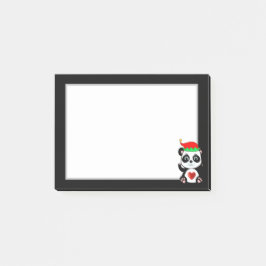 Eleganter süßer Panda-Bär-Cartoon auf Schwarz & We Post-it Klebezettel