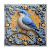 Eleganter Süßer Trendiger Tierwelt-Blumen- Blaue V Fliese (Vorderseite)
