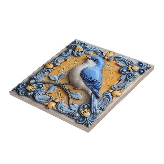 Eleganter Süßer Trendiger Tierwelt-Blumen- Blaue V Fliese (Seite)