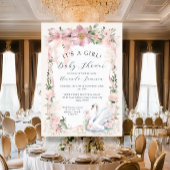 Eleganter Swan Bloral Blush Pink Ribbon Babydusche Einladung