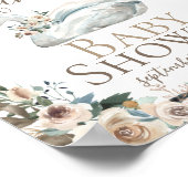 Eleganter Swan Floral Neutral Baby Shower Willkomm Poster (Ecke)