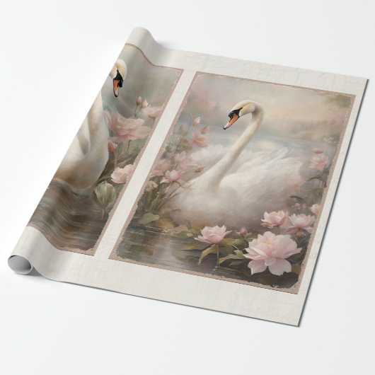 Eleganter Swan Lago Maggiore Geschenkpapier (Ungerollt)