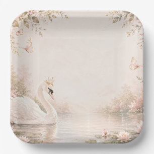 Eleganter Swan Lake Geburtstag Pappteller