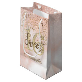 Eleganter Sweet 16 Birthday Blush Pink Gold Glitze Kleine Geschenktüte