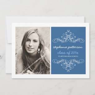 Eleganter Swirl Modernes Vintages Foto Abschluss B Einladung
