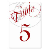 Eleganter Swirl, Rot und Weiß, kundenspezifisch Tischnummer (Rückseite)