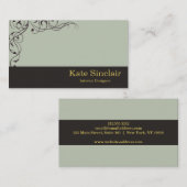 Eleganter Swirl Vine Border Räume Designer Visitenkarte (Vorne/Hinten)