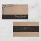 Eleganter Swirl Vine Border Räume Designer Visitenkarte (Vorne/Hinten)