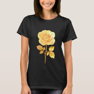 Eleganter T - Shirt mit Goldener Rose