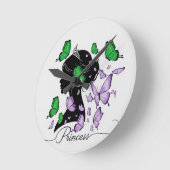 Eleganter T - Shirt "Prinzessin der Schmetterlinge Runde Wanduhr (Winkel)