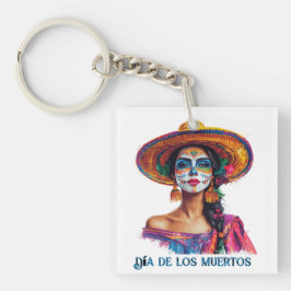 Eleganter Tag der toten Zucker Schädellady farbenf Schlüsselanhänger