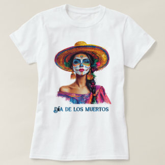 Eleganter Tag der toten Zucker Schädellady farbenf T-Shirt