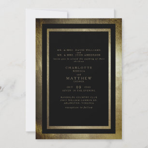 Eleganter Tag Gold & Schwarz Beide Eltern Hochzeit Einladung