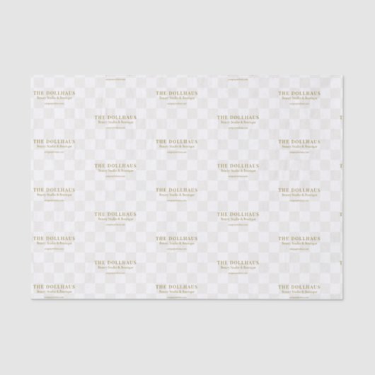 Eleganter Tan Checkered Background Name Seidenpapier (Vorderseite)
