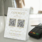 Eleganter Tan Checkered Gold Connect mit US QR Cod Sockelschild