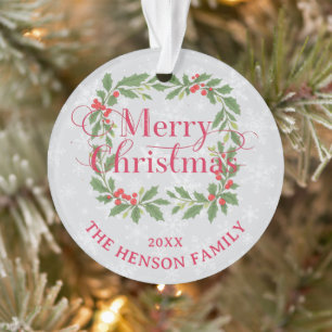 Eleganter Tannenbaum-Kranz Frohe Weihnachten Foto Ornament