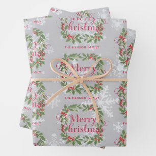 Eleganter Tannenbaum-Weihnachtskranz Geschenkpapier Set